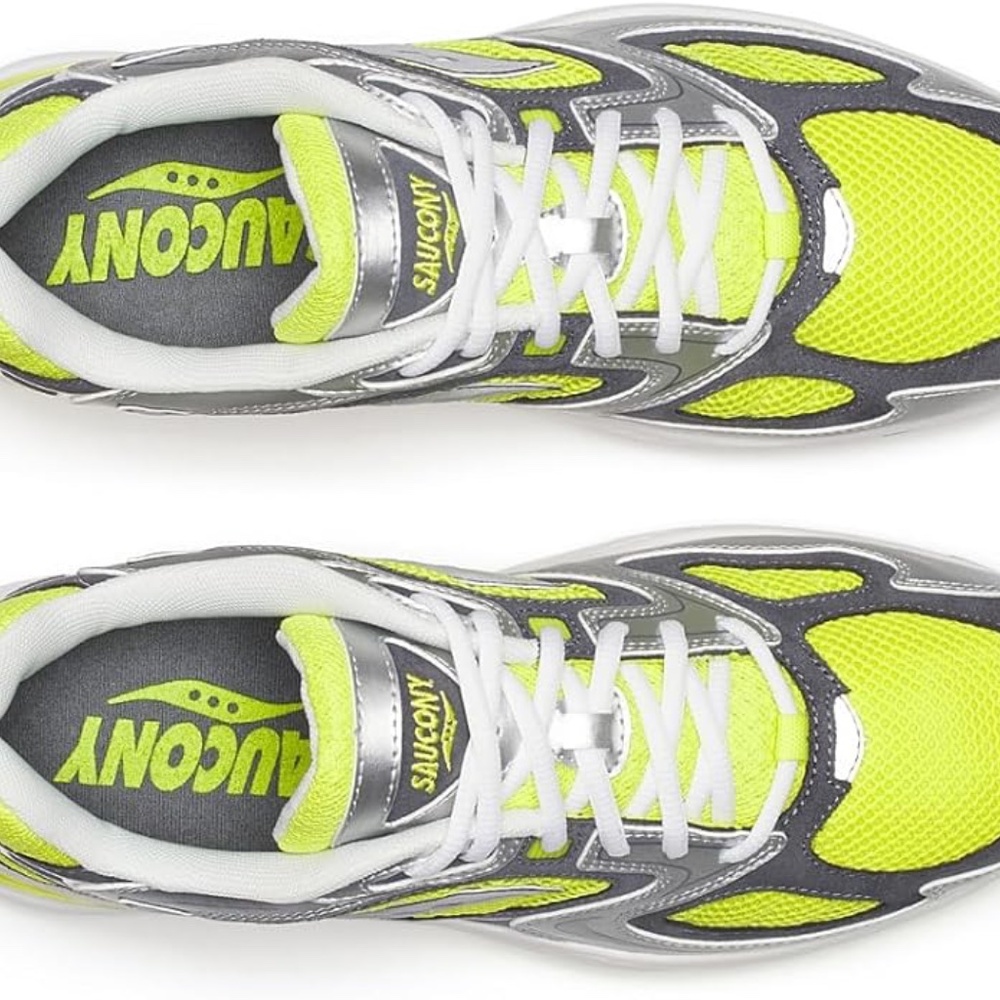 NEW Saucony Grid Jazz 9 Sneaker M (size 9.5) / W size 11) Neon Yellow/Silver - Picture 6 of 7